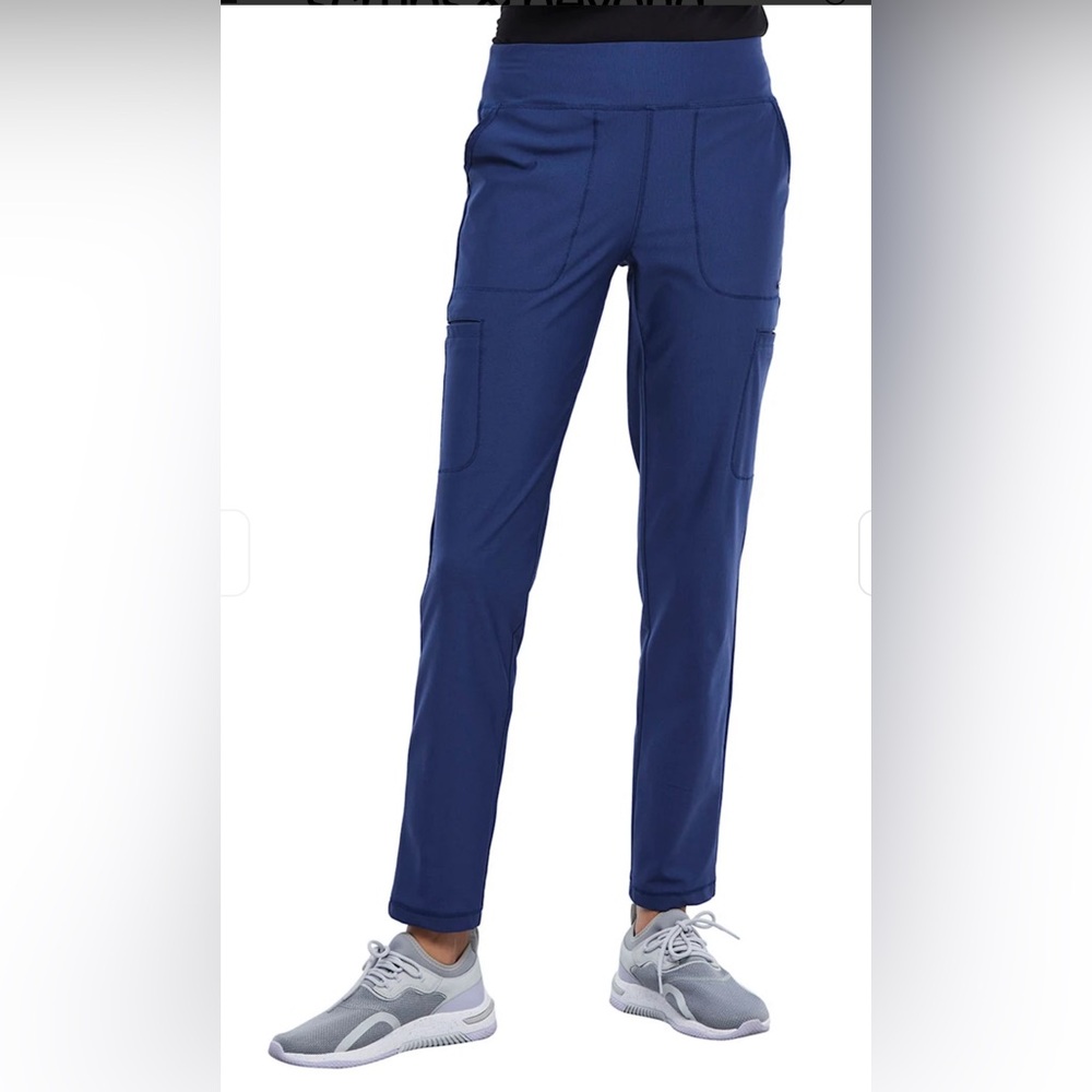 CHEROKEE FORM WOMENS MESH INSERT 4 - POCKET TAPERED LEG SCRUB PANTS NAVY 2XL
